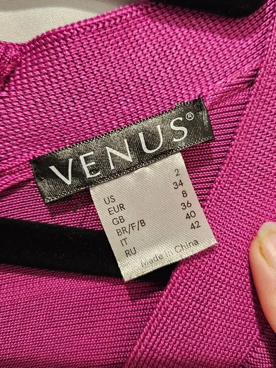 VENUS Pink Fuchsia Bandage Fringe Midi Dress Women's Size 2 Sleeveless Sexy - Picture 4 of 7